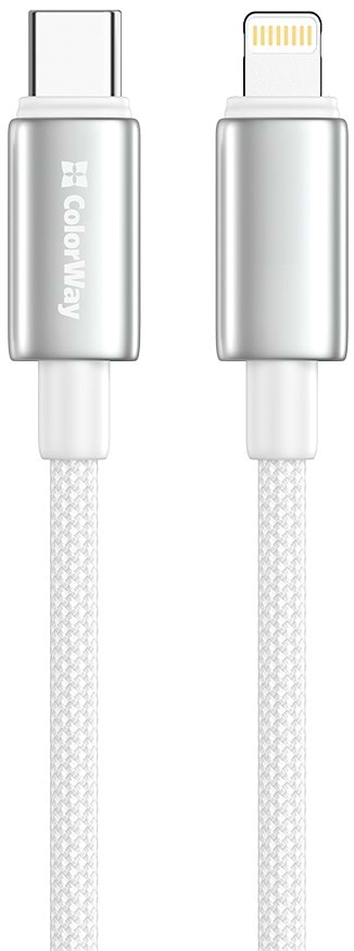 Кабель Colorway Type-C - Apple Lightning (zinc alloy braided) (PD Fast Charging 30W) 1м 
White (CW-CBPDCL098-WT)